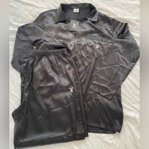 Playboy: Black Satin Pajama Set